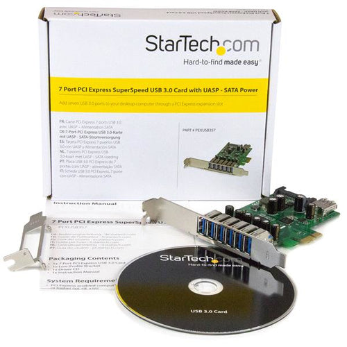 StarTech.com 7-Port PCI Express USB 3.0 Card - Standard and Low-Profile Design StarTech.com 7-Port PCI Express USB 3.0 Card - Standard and Low-Profile Design